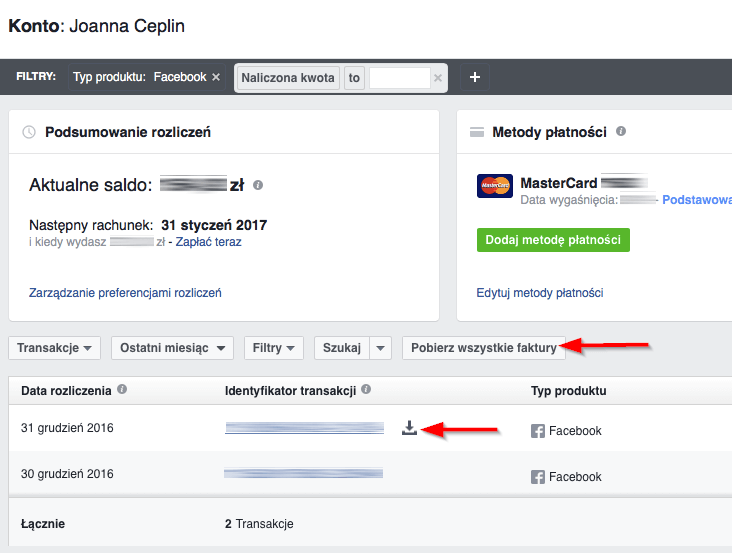reklama na facebooku faktura jak pobrać